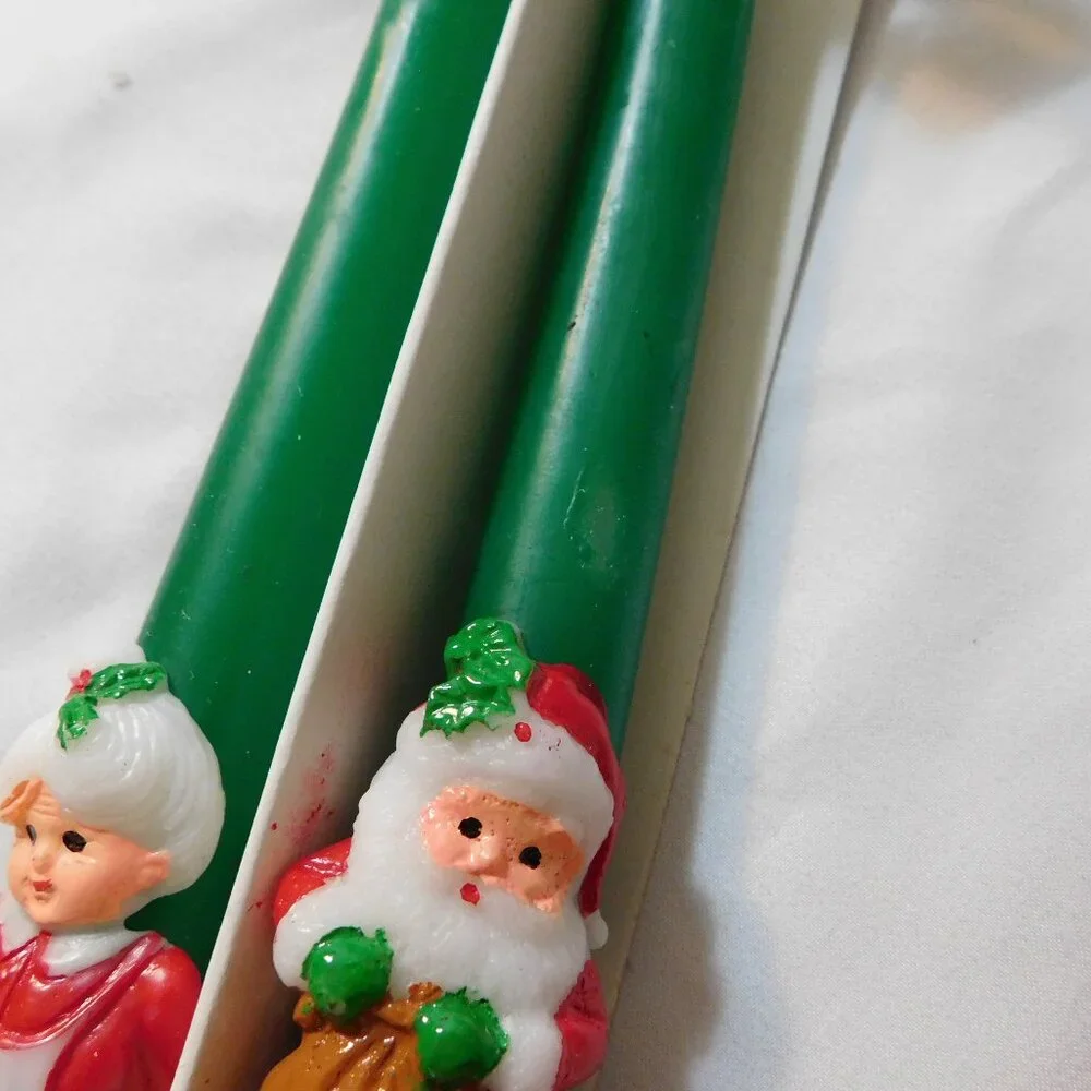 Vintage Christmas Candles Santa and Mrs. Claus 10 Inch Candles